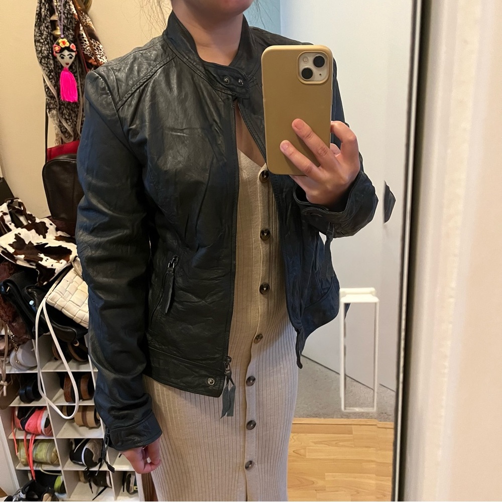 Leather Charcoal Gray Jacket Womens - Picture 11 of 13